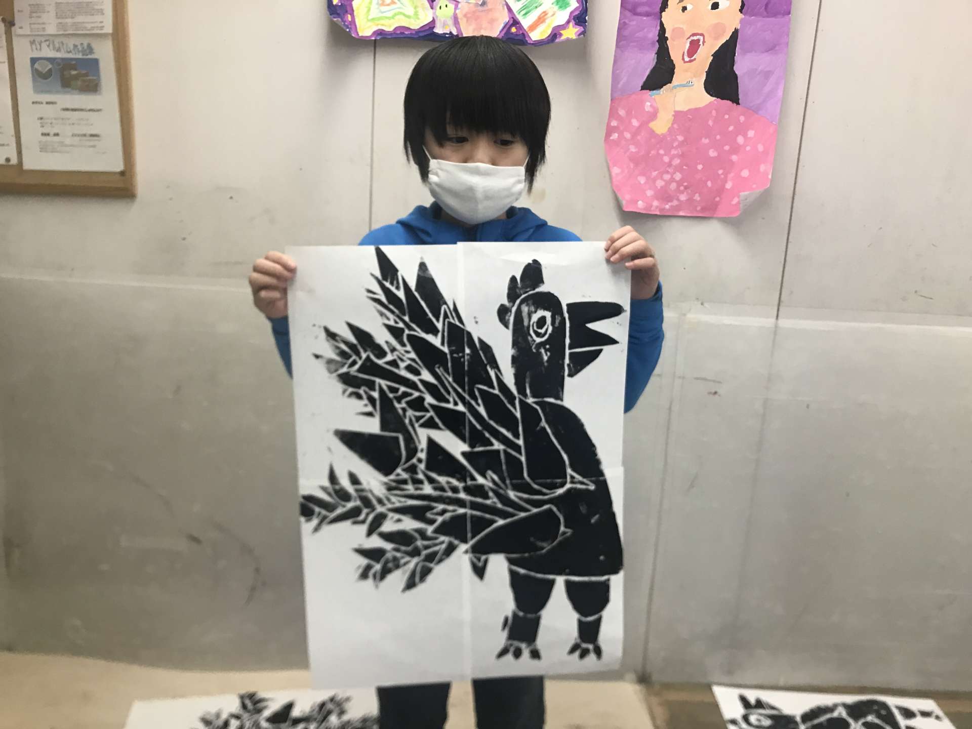 【東京都　荒川区】子ども絵画教室　版画できてきました